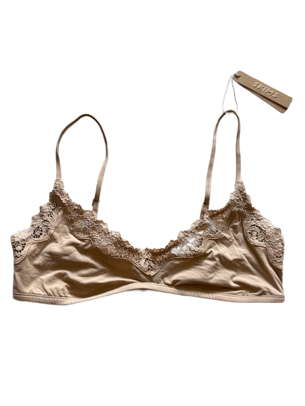 SKIMS Fits Everybody Lace Scoop Bralette Clay Large NWT